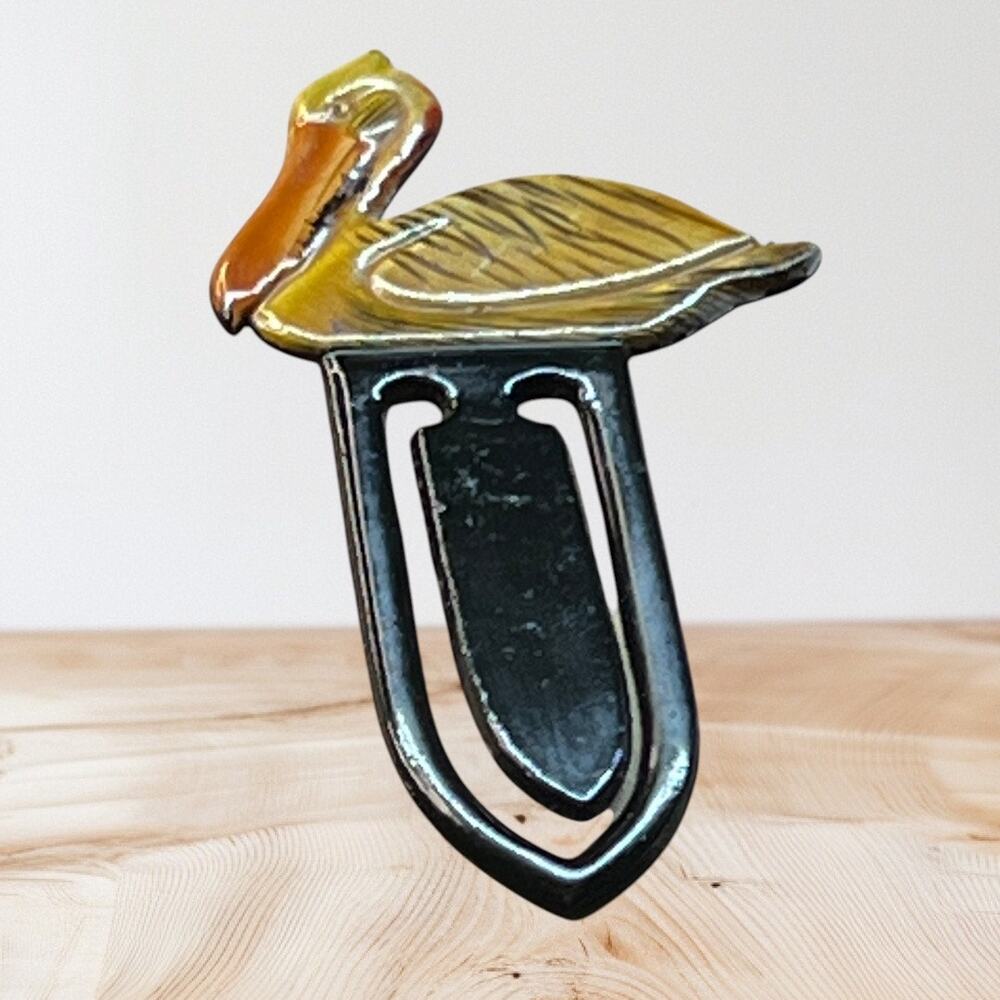 Pelican bird Bookmark Hand Painted Resin Decorative Reading Book Lover Gift